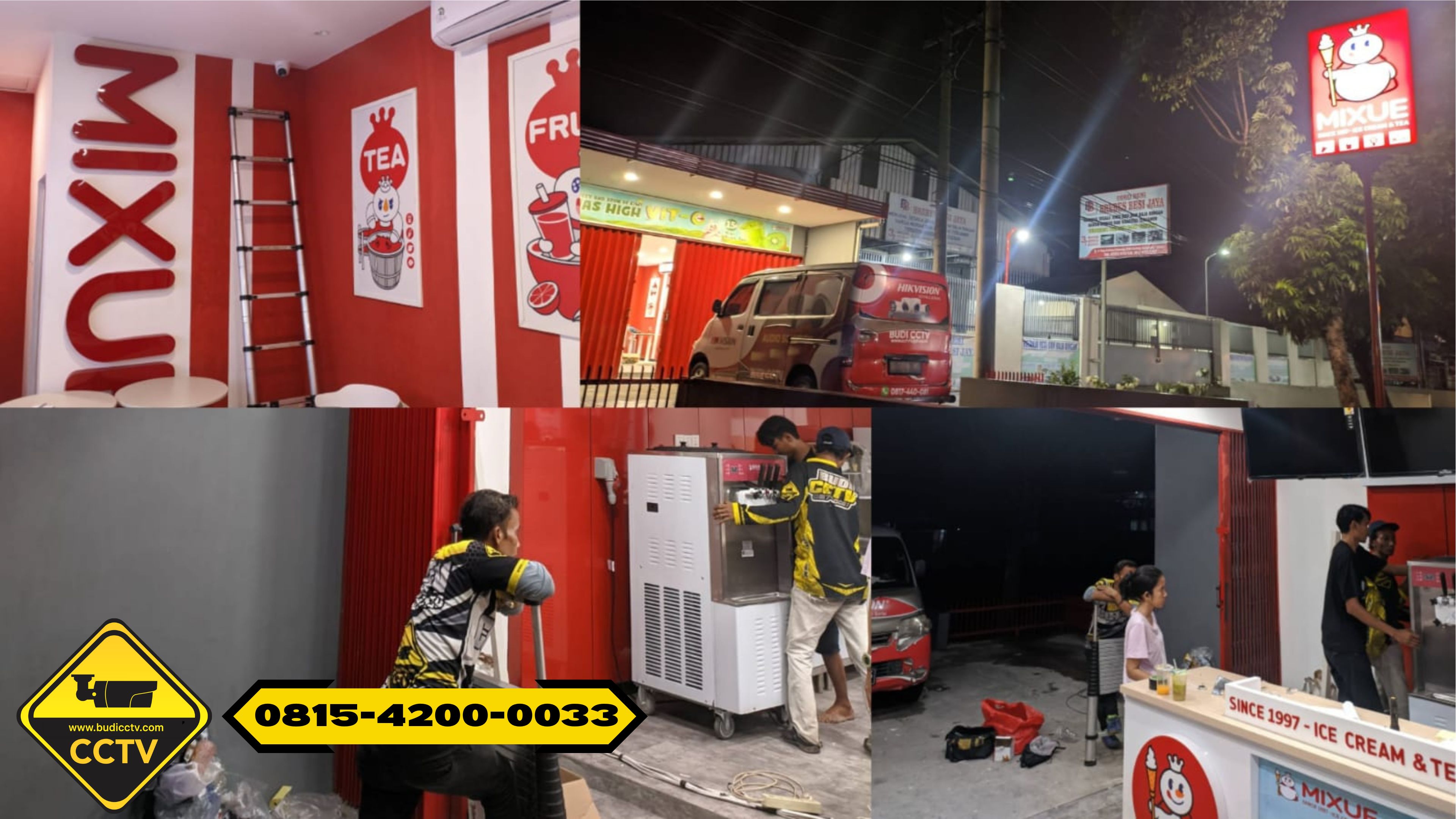 Pemasangan CCTV Hikvision 8 Channel Smart Hybrid Light 2MP di Outlet Mixue Cirebon