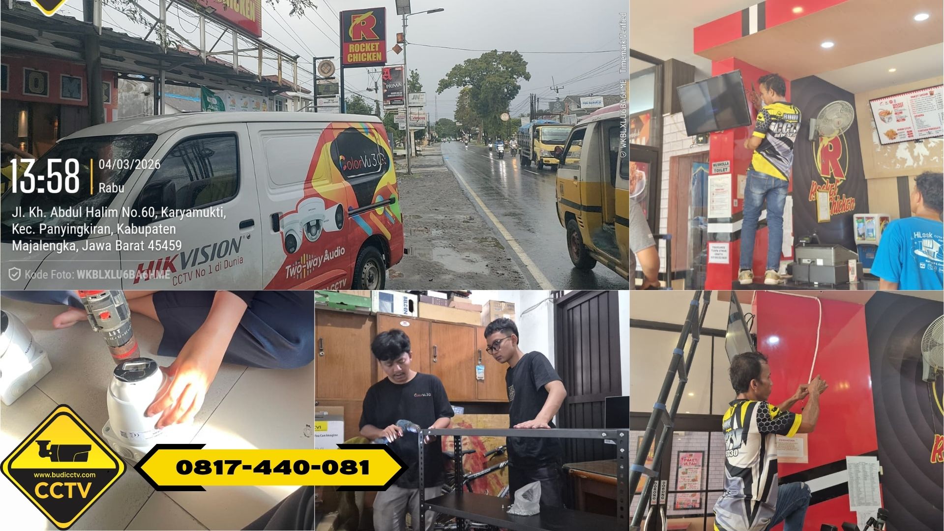 Pemasangan CCTV Hikvision Smart Hybrid Light 2MP di Outlet Rocket Chicken Majalengka, Solusi Keamanan Lebih Modern
