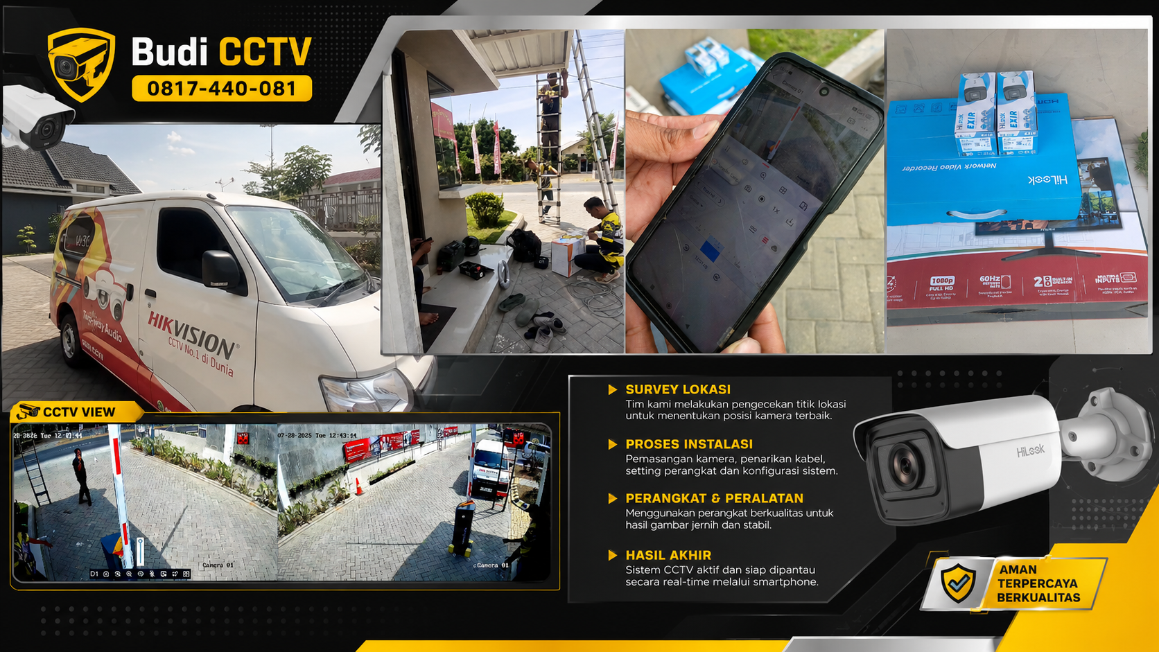 Instalasi CCTV HiLook Cirebon, Instalasi Rapi dan Lebih Aman
