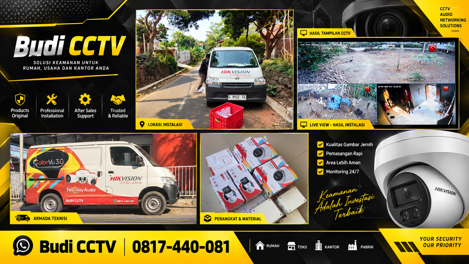 Pemasangan CCTV Hikvision di Cirebon, Didukung Garansi Produk