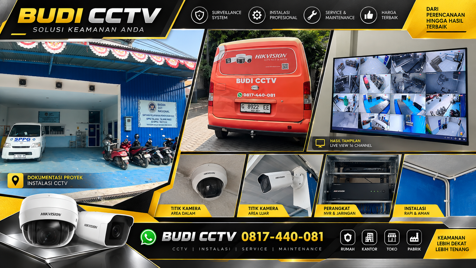Instalasi CCTV Hikvision SPPG Cirebon, Pengawasan Terkendali Operasional Dapur